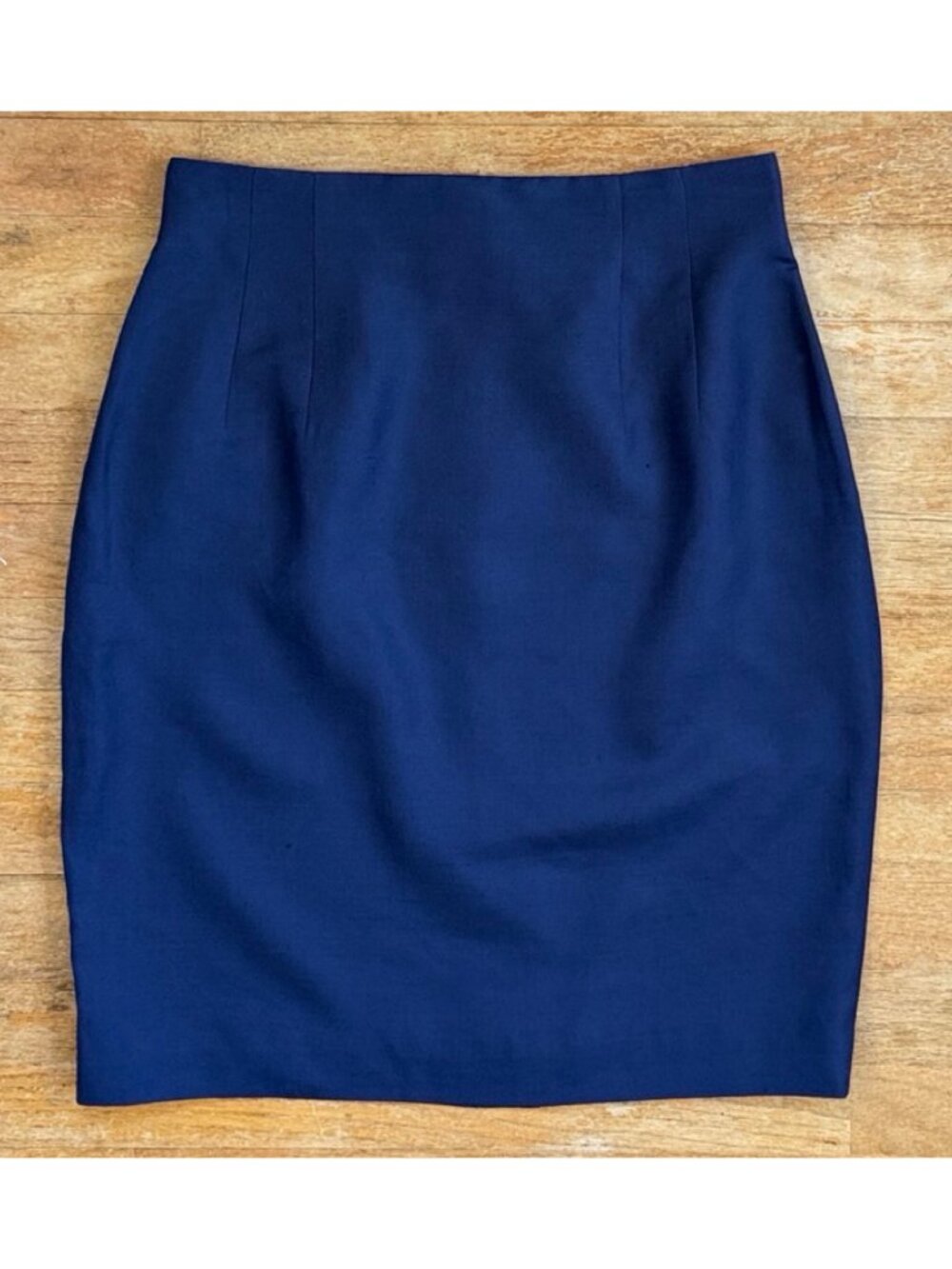 Vintage Navy Blue Linen Blend Skirt Size Small 27" Waist 90s Straight Cut